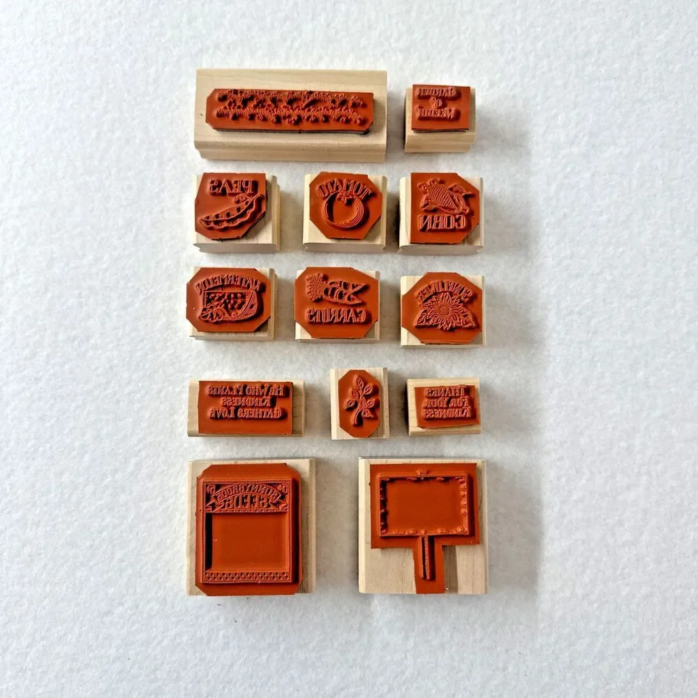 GARDEN SEEDS Stampin' Up! Foam Mount Rubber Stamps Vegetable Harvest Food abx25